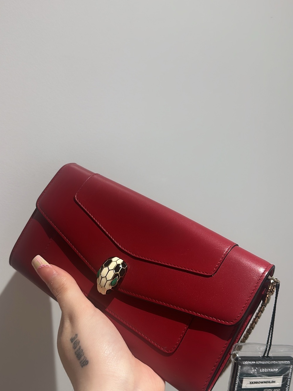 Bulgari Red Leather WOC with Serpenti Head Detail
